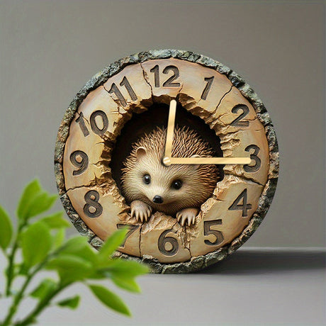 HedgeTime - Stille Dekorativ Igel Väggklocka (20 cm) Carvallo
