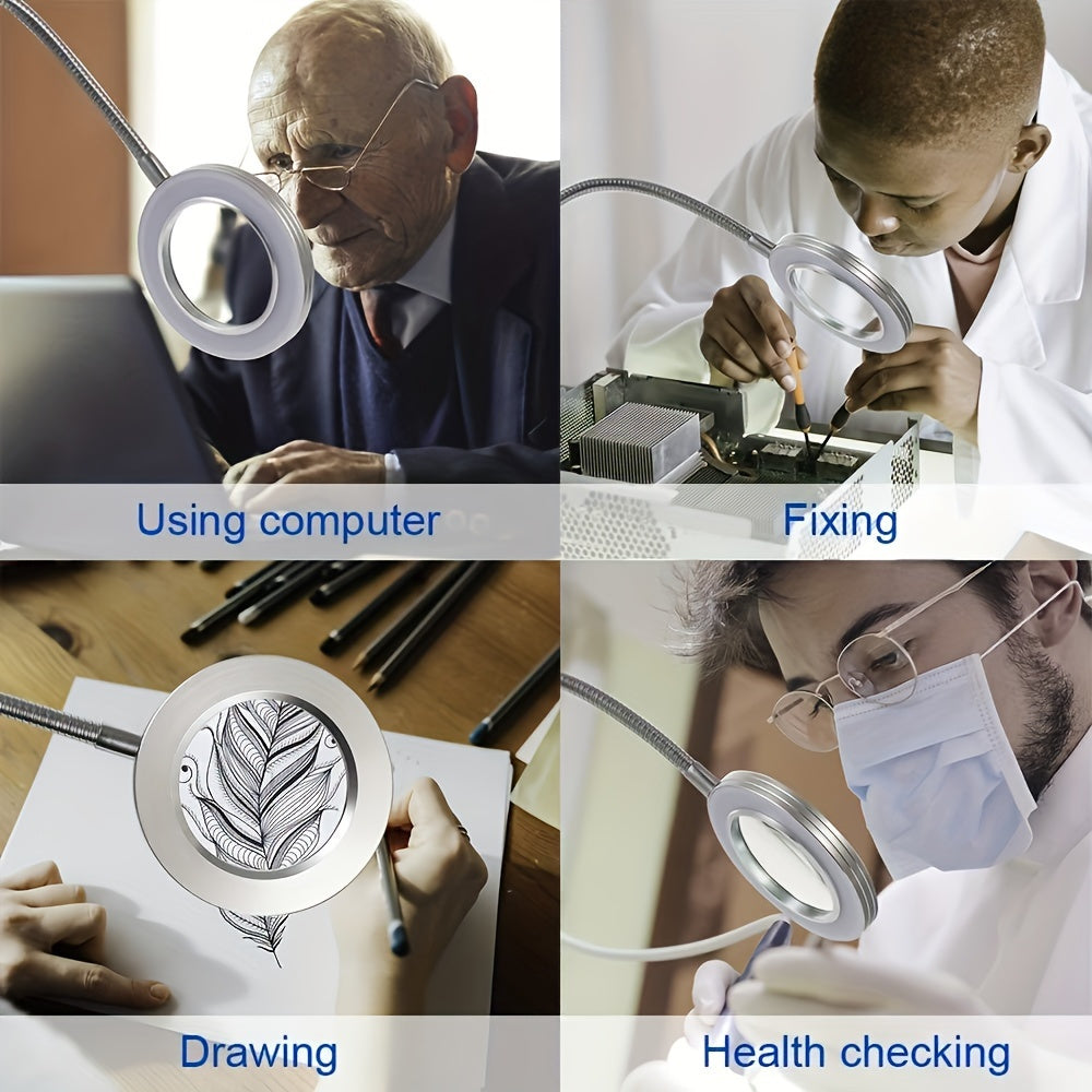 LED Förstoringsglaslampa med Klämma – Perfekt för Handsfree-arbete och Precision Carvallo