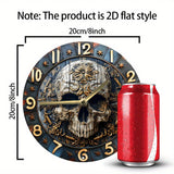 SkullTime - Stilla Aluminium Vägghängd Klocka med Dekorativt Skelettdesign (20 cm) Carvallo