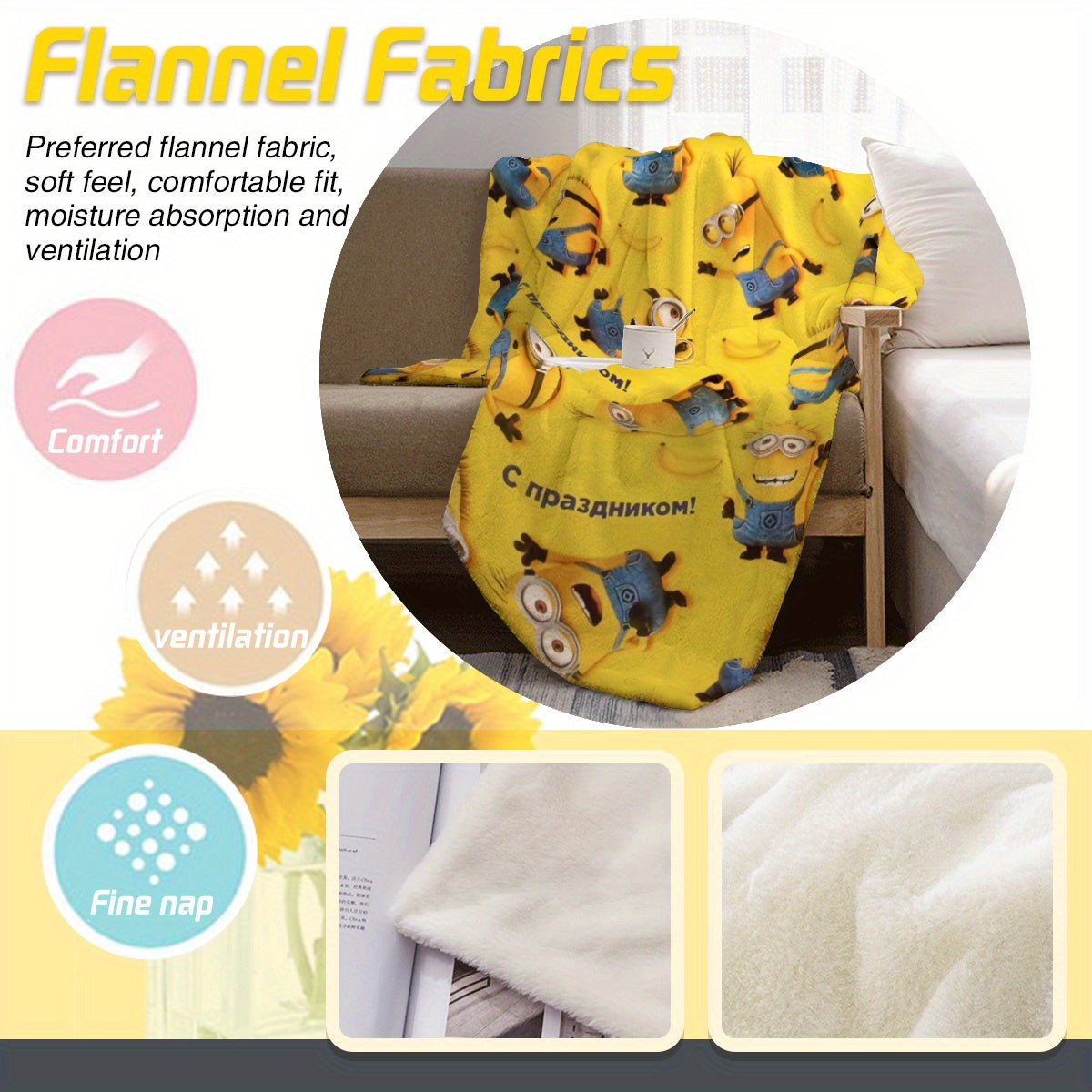 Minions Fleece Blanket - Mjuk & Varm Flanellfilt för Barn Carvallo