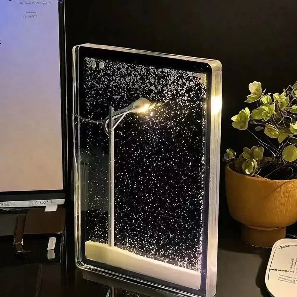 RoyaleGlow Snöig Nattlampa – Mysig Vinter Wonderland Skrivbordslampa Carvallo