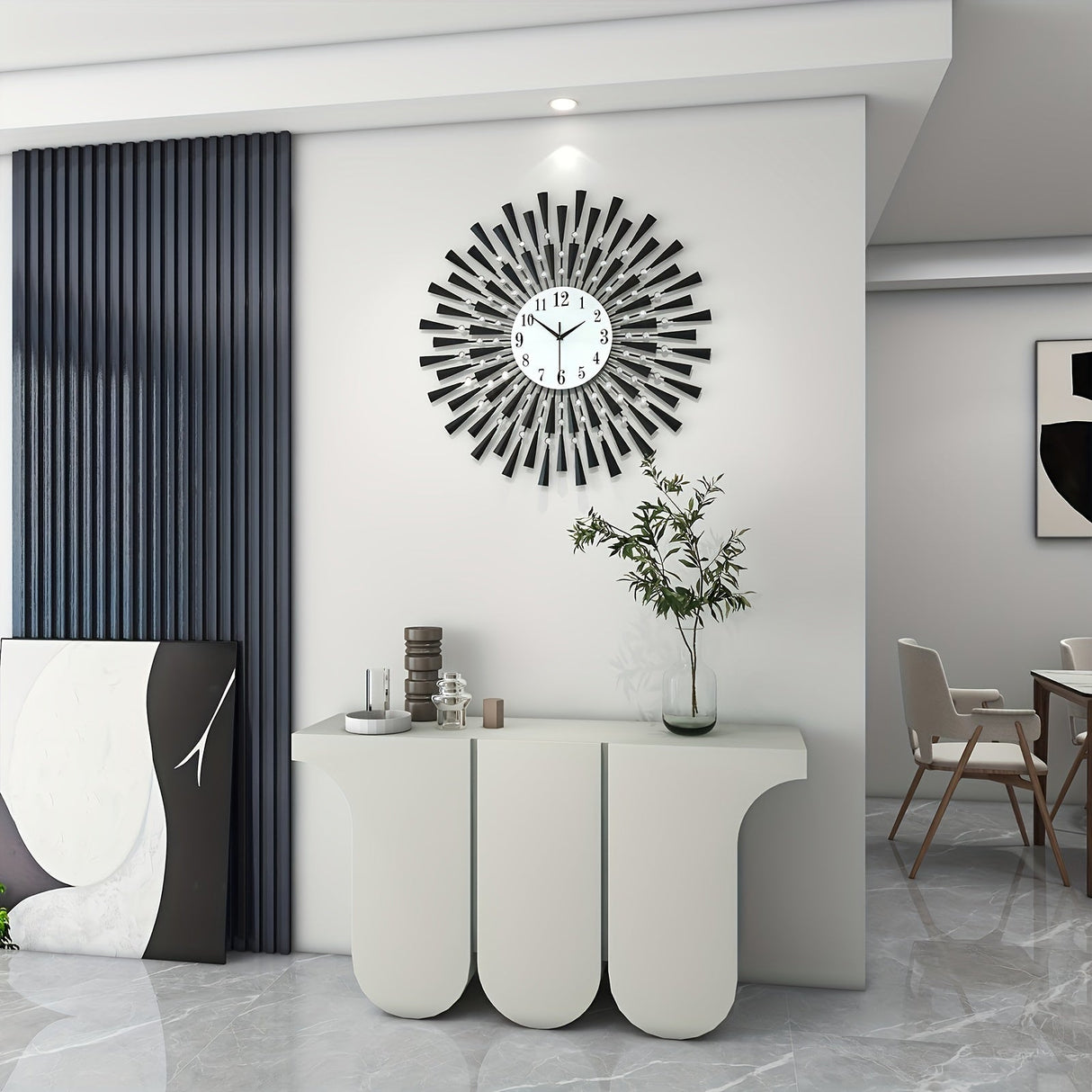 Stille Svart Metall Väggklocka med Glashand - Batteridriven för Vardagsrum, Sovrum, Kontor Carvallo