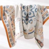 Blommig Tryck Jacquard Bomull Badhandduk 70x140cm Carvallo