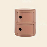 Sängbord med runda plastförvaringslådor Carvallo