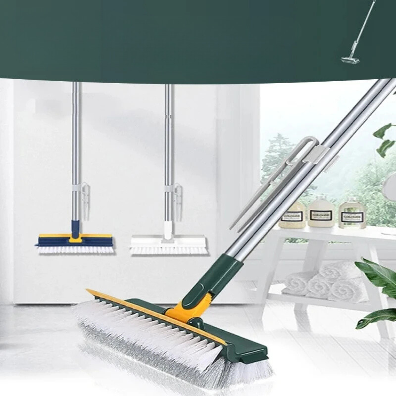 Carvallo DuoBrush Rengöringsborste | 2-i-1 för golv & fönster | Med vridhuvud & teleskopskaft | Lätt rengöring Carvallo