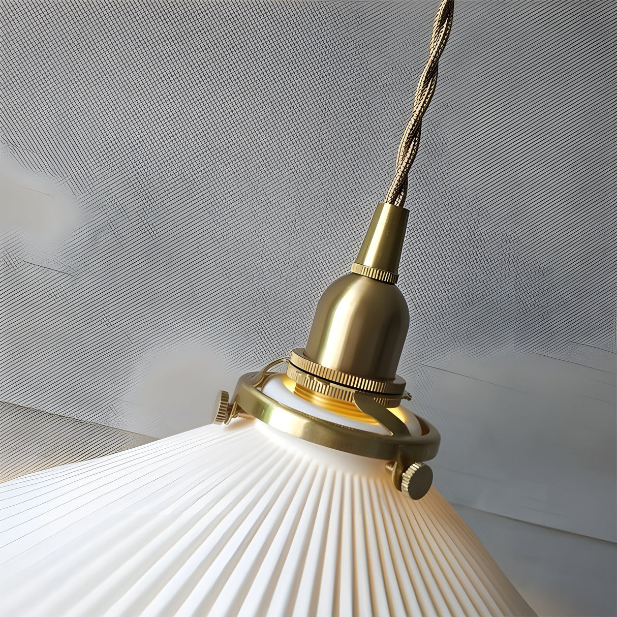 JapandiBeam Light - Japansk keramik hängande lampa med rännmönster Carvallo