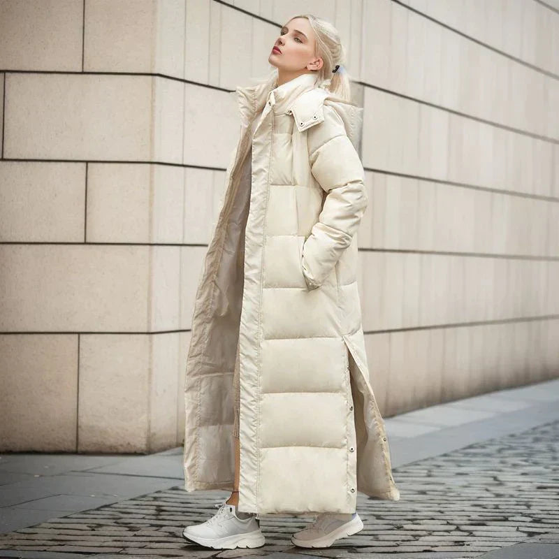 Lång Vinterjacka Dam Elegant Polyester för Kalla Dagar