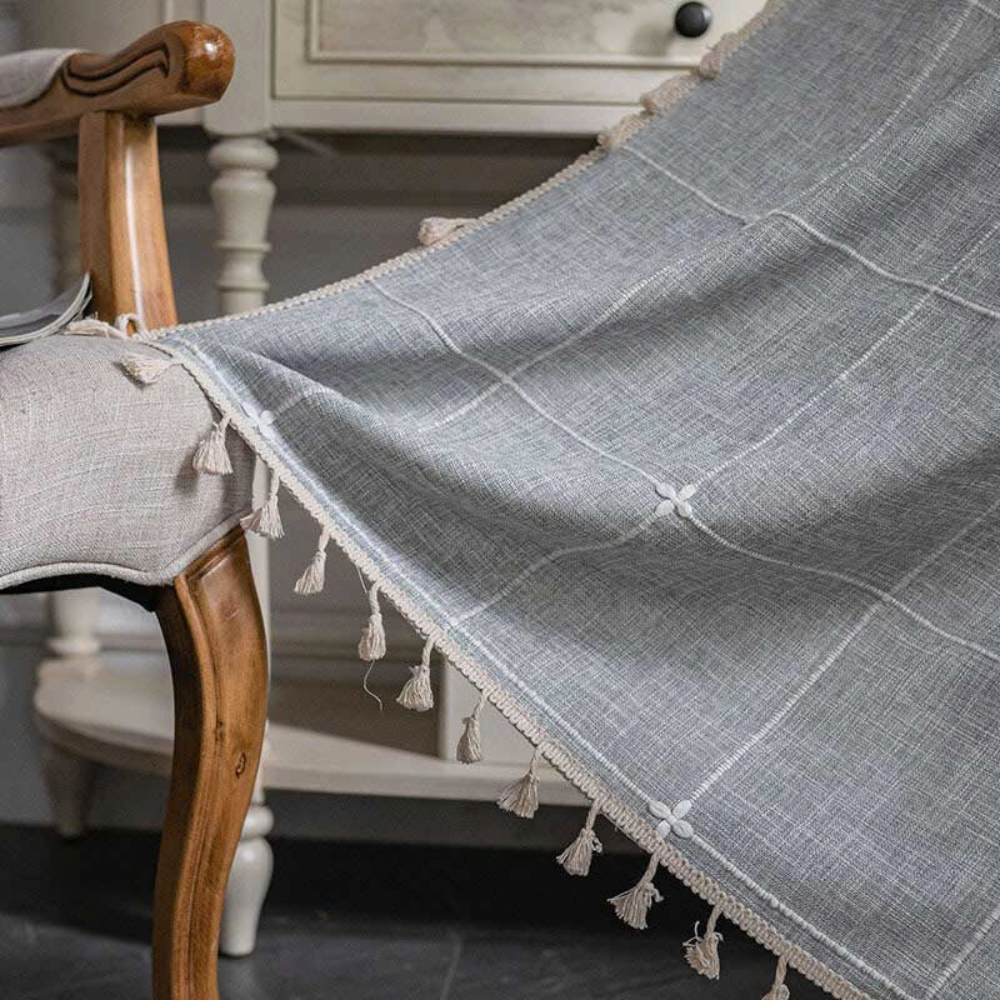 Tassel Rutig Gardin Semi Mörkläggande Draperier Carvallo