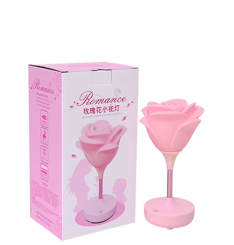 RoseGlow | Romantisk rosa USB uppladdningsbar Touch LED nattlampa MILA Sverige