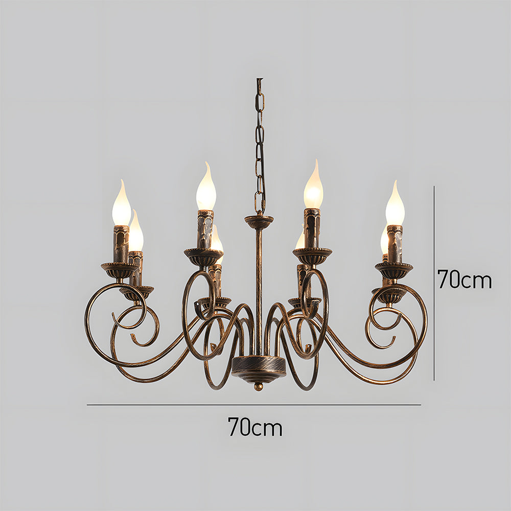 Vintage Bronze Chandlier | 4/6/8 Ljus Matsal Takarmatur i Järn | Brick by Brick Carvallo