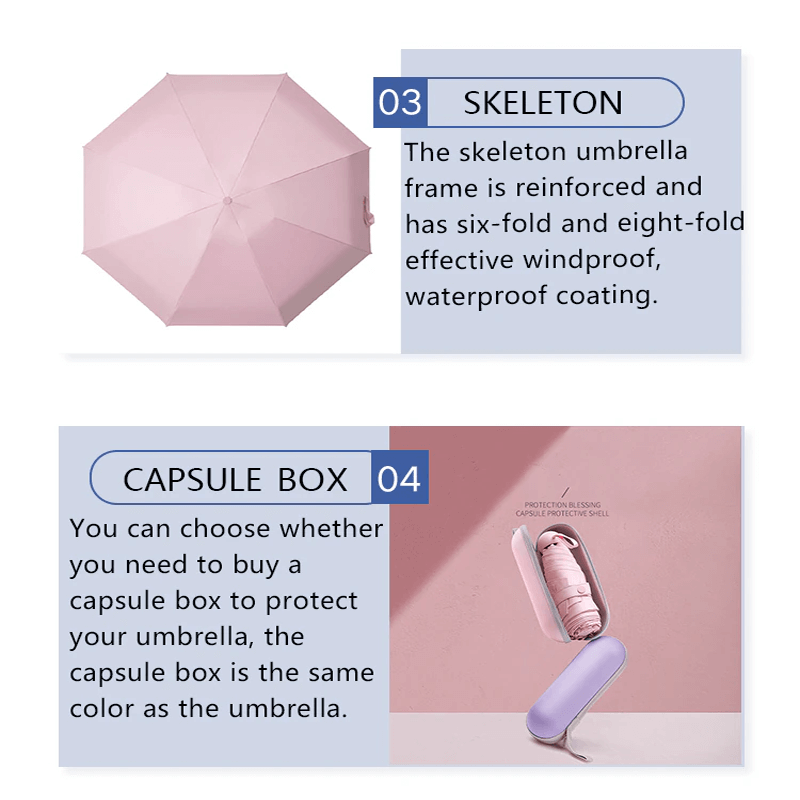 Kompakt Hopfällbart Paraply-Personligt-BB-Hemnix