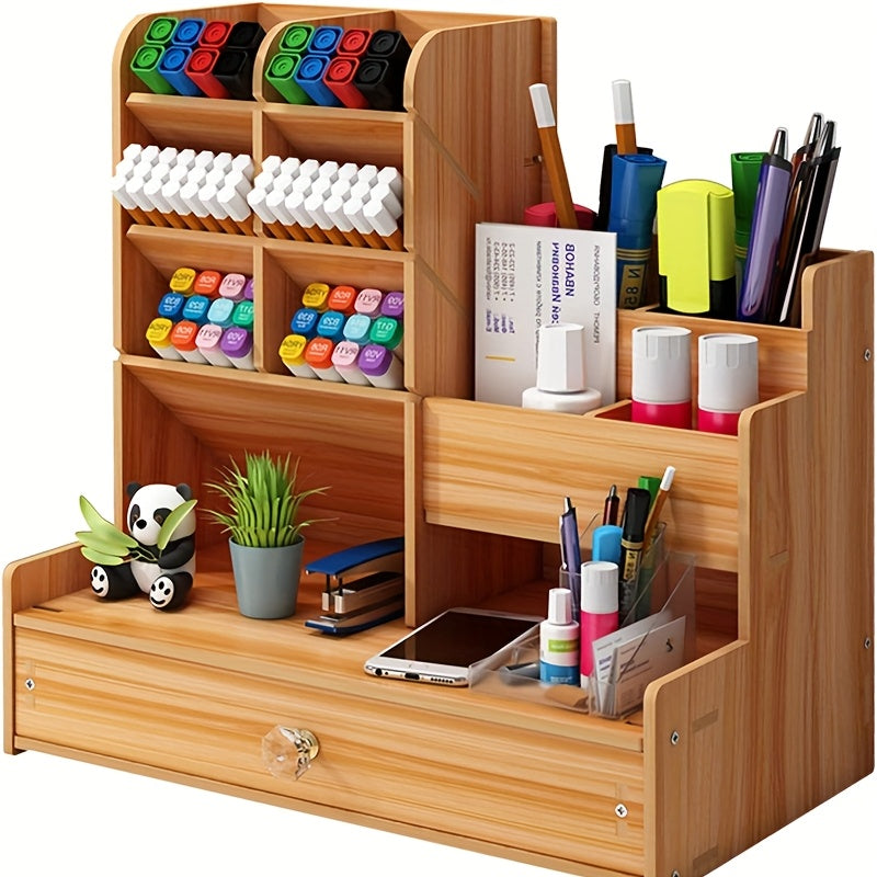 Spatial Bamboo Desk Organizer med låda – Organisera ditt arbetsutrymme effektivt och stiligt Carvallo