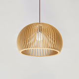 Asiatisk Bamboe Hänglampa med Utrustad/Hemisphere/Lök Design 1 Ljus Beige Liten/Stor Hängande Lampor för Matplats Carvallo