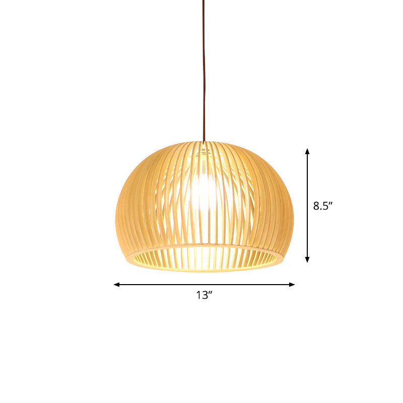 Asiatisk Bamboe Hänglampa med Utrustad/Hemisphere/Lök Design 1 Ljus Beige Liten/Stor Hängande Lampor för Matplats Carvallo