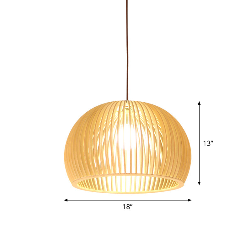 Asiatisk Bamboe Hänglampa med Utrustad/Hemisphere/Lök Design 1 Ljus Beige Liten/Stor Hängande Lampor för Matplats Carvallo