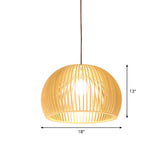 Asiatisk Bamboe Hänglampa med Utrustad/Hemisphere/Lök Design 1 Ljus Beige Liten/Stor Hängande Lampor för Matplats Carvallo