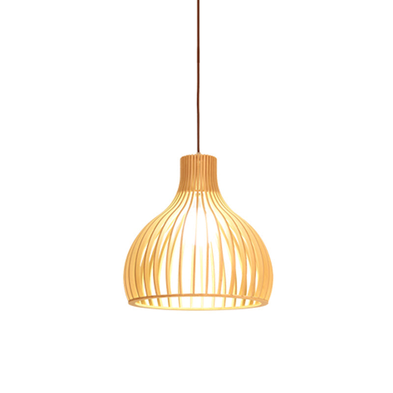 Asiatisk Bamboe Hänglampa med Utrustad/Hemisphere/Lök Design 1 Ljus Beige Liten/Stor Hängande Lampor för Matplats Carvallo