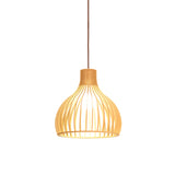 Asiatisk Bamboe Hänglampa med Utrustad/Hemisphere/Lök Design 1 Ljus Beige Liten/Stor Hängande Lampor för Matplats Carvallo