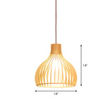 Asiatisk Bamboe Hänglampa med Utrustad/Hemisphere/Lök Design 1 Ljus Beige Liten/Stor Hängande Lampor för Matplats Carvallo