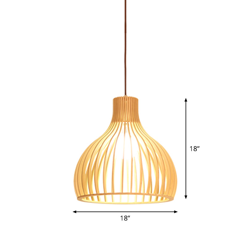 Asiatisk Bamboe Hänglampa med Utrustad/Hemisphere/Lök Design 1 Ljus Beige Liten/Stor Hängande Lampor för Matplats Carvallo