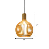 Asiatisk Bamboe Hänglampa med Utrustad/Hemisphere/Lök Design 1 Ljus Beige Liten/Stor Hängande Lampor för Matplats Carvallo