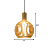 Asiatisk Bamboe Hänglampa med Utrustad/Hemisphere/Lök Design 1 Ljus Beige Liten/Stor Hängande Lampor för Matplats Carvallo