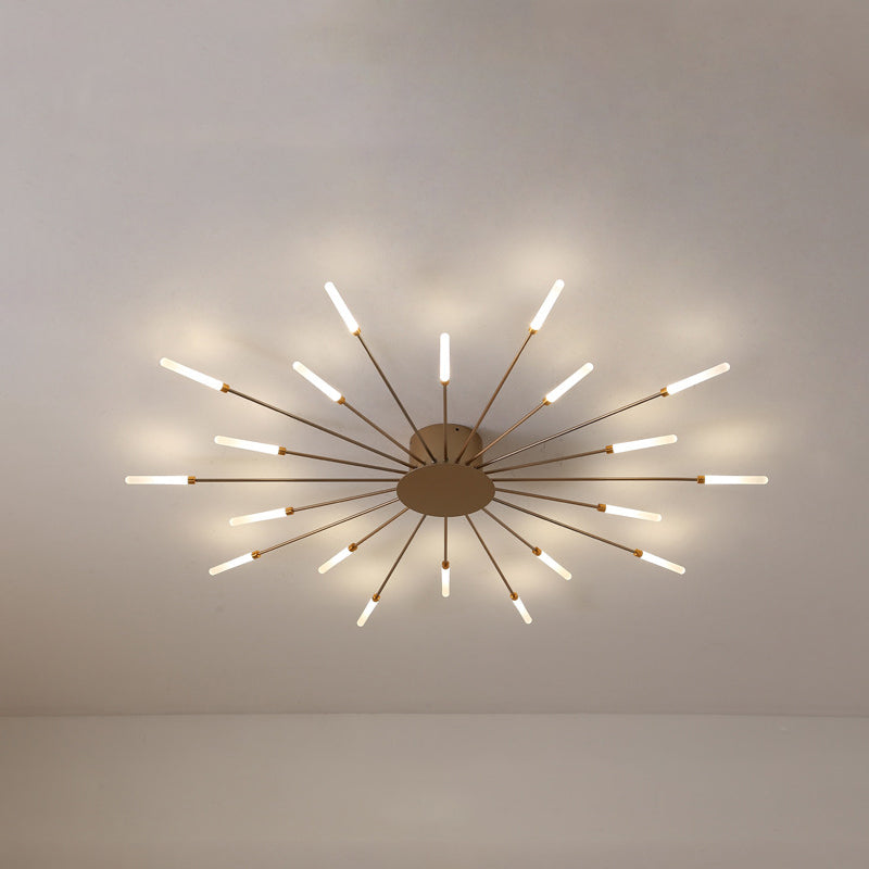 Modern taklampa i svart/guld burst - 12/18/28 LED-lampor semi flush montering för sovrum Carvallo