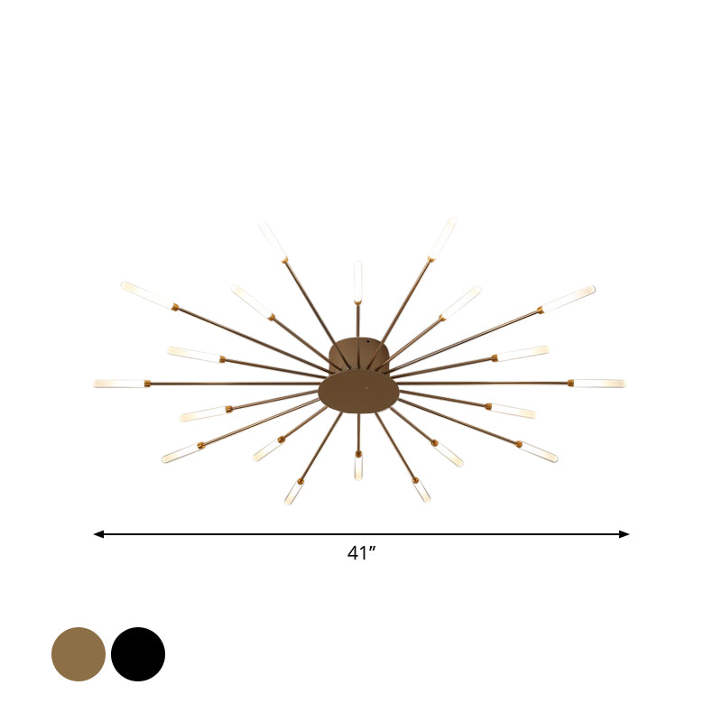 Modern taklampa i svart/guld burst - 12/18/28 LED-lampor semi flush montering för sovrum Carvallo