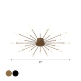 Modern taklampa i svart/guld burst - 12/18/28 LED-lampor semi flush montering för sovrum Carvallo