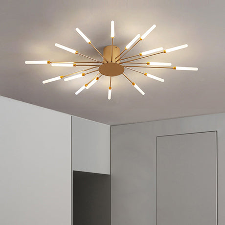 Modern taklampa i svart/guld burst - 12/18/28 LED-lampor semi flush montering för sovrum Carvallo