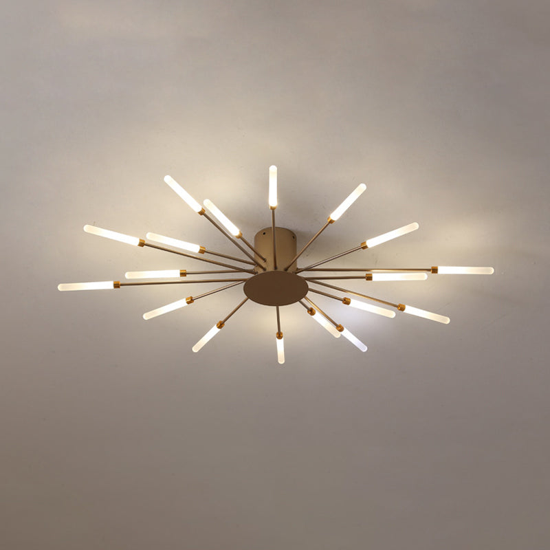 Modern taklampa i svart/guld burst - 12/18/28 LED-lampor semi flush montering för sovrum Carvallo