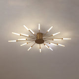 Modern taklampa i svart/guld burst - 12/18/28 LED-lampor semi flush montering för sovrum Carvallo