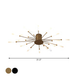 Modern taklampa i svart/guld burst - 12/18/28 LED-lampor semi flush montering för sovrum Carvallo