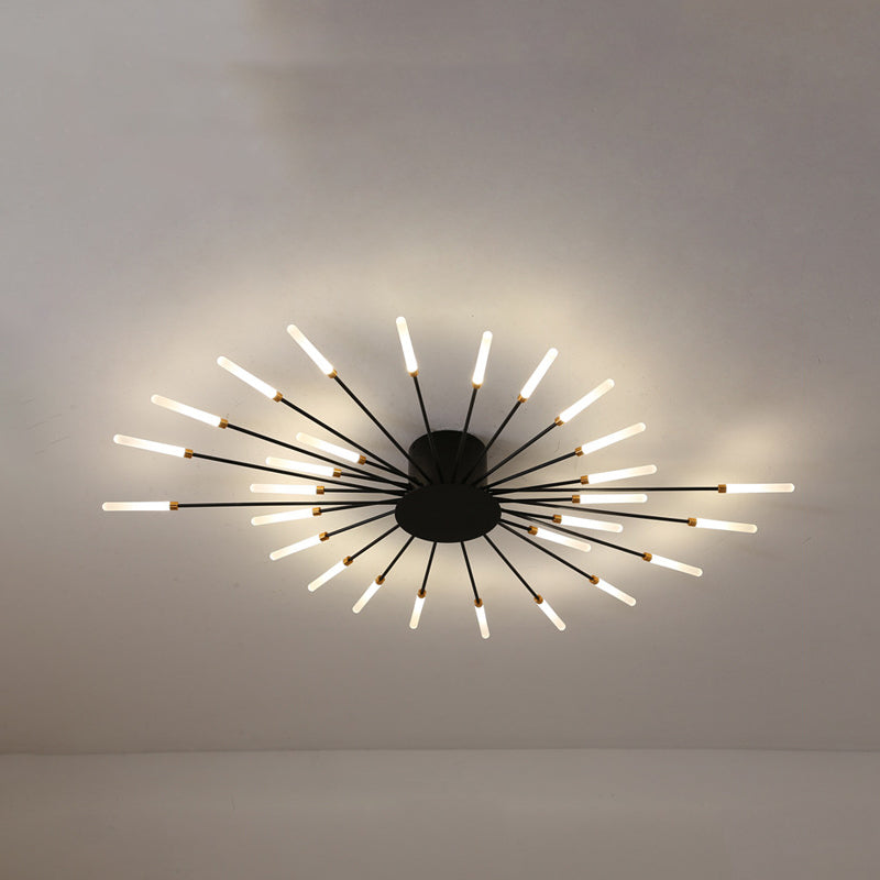 Modern taklampa i svart/guld burst - 12/18/28 LED-lampor semi flush montering för sovrum Carvallo