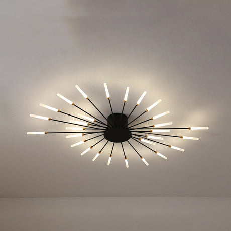Modern taklampa i svart/guld burst - 12/18/28 LED-lampor semi flush montering för sovrum Carvallo