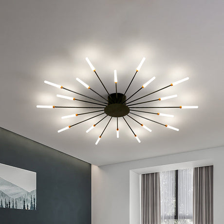 Modern taklampa i svart/guld burst - 12/18/28 LED-lampor semi flush montering för sovrum Carvallo