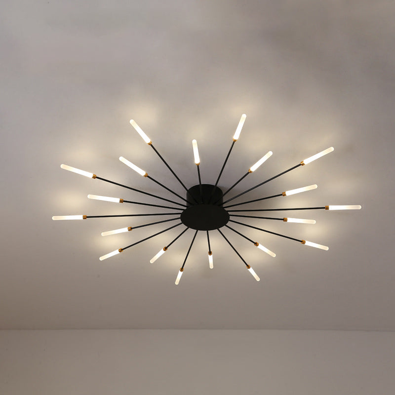 Modern taklampa i svart/guld burst - 12/18/28 LED-lampor semi flush montering för sovrum Carvallo