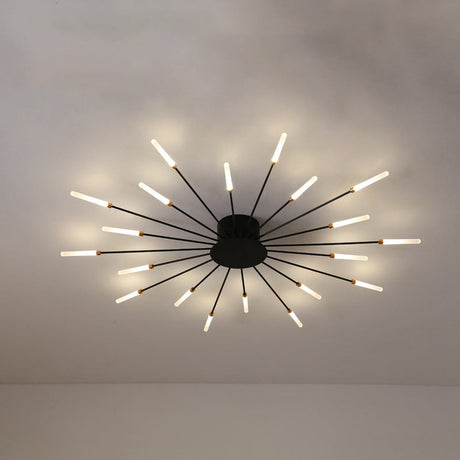 Modern taklampa i svart/guld burst - 12/18/28 LED-lampor semi flush montering för sovrum Carvallo