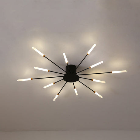 Modern taklampa i svart/guld burst - 12/18/28 LED-lampor semi flush montering för sovrum Carvallo