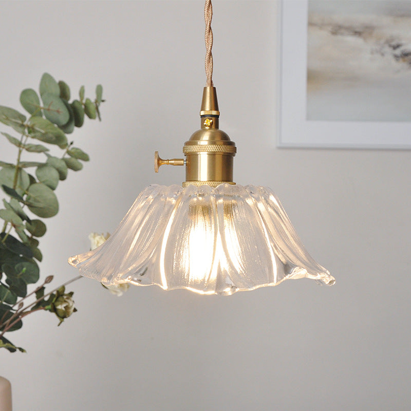 Vintage Floral Glass Pendant Light Fixture for Dining Room - Elegant Retro Design to Illuminate Your Space Carvallo