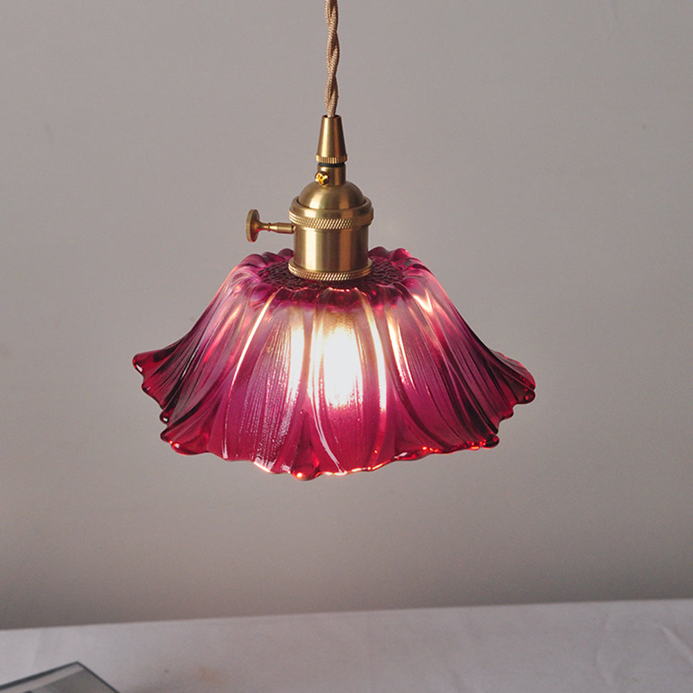 Vintage Floral Glass Pendant Light Fixture for Dining Room - Elegant Retro Design to Illuminate Your Space Carvallo