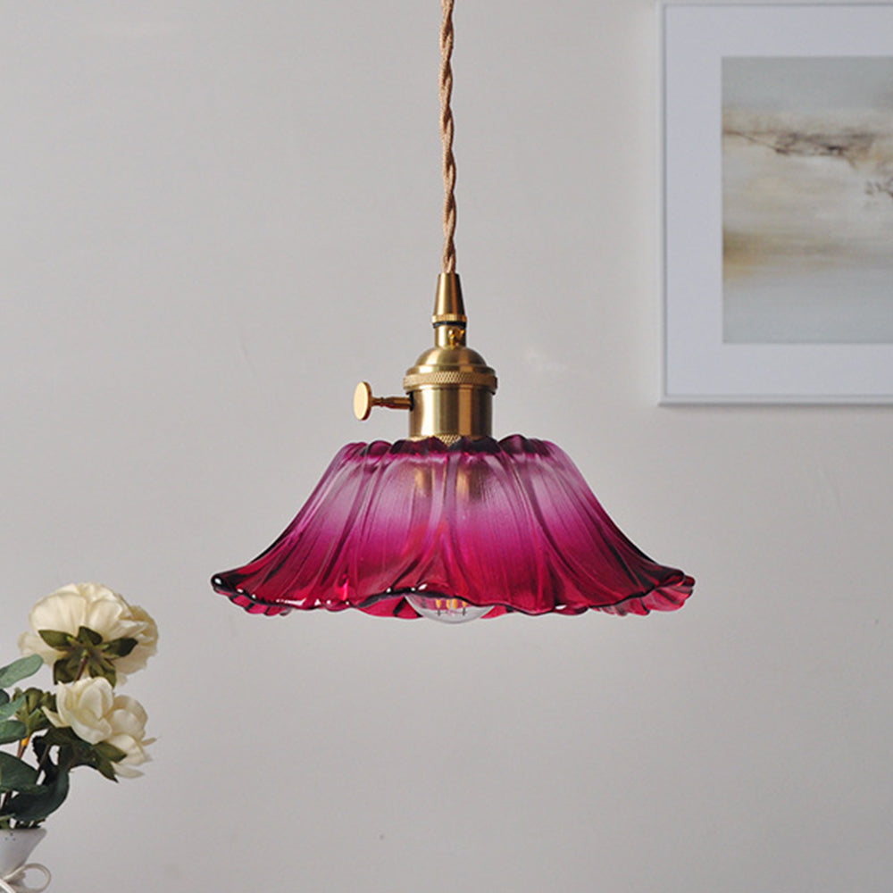 Vintage Floral Glass Pendant Light Fixture for Dining Room - Elegant Retro Design to Illuminate Your Space Carvallo