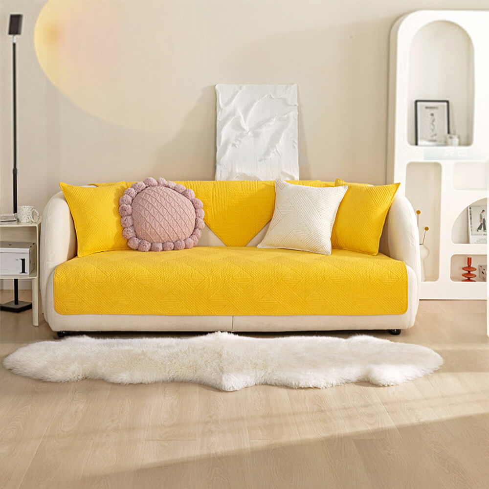 Minimalist All-Season Solid Cotton Geometric Sofföverdrag Carvallo