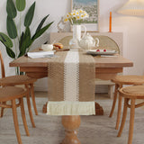 Boho Makramee Bomull Linne Bordsduk med Fransar Carvallo