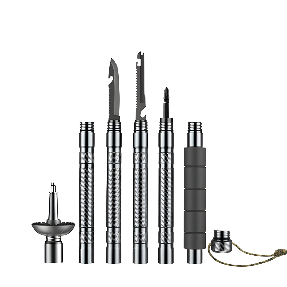 Carvallo TrekVario | Fällbar & Höjdjusterbar | Ultralätt av aluminium | 106–130 cm | Inkl. Terrängtillbehör Carvallo