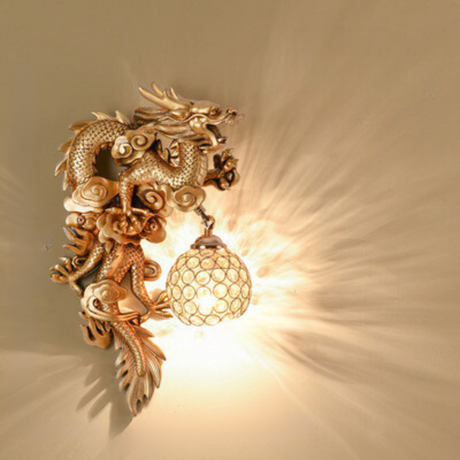 LuxeFlame - Draken Phoenix Vägglampa | Mystisk LED Belysning Carvallo