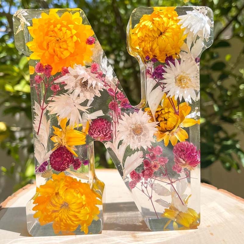 Brev Harpiks Lampa med Torkade Blommor Carvallo