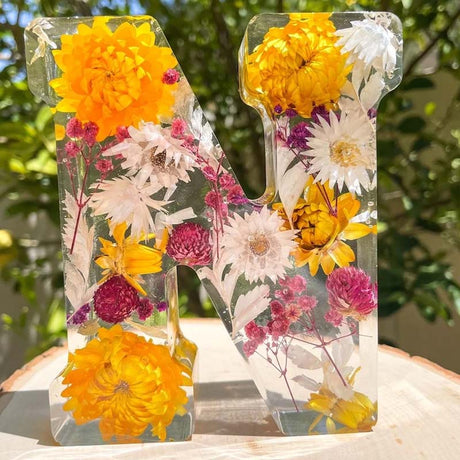 Brev Harpiks Lampa med Torkade Blommor Carvallo