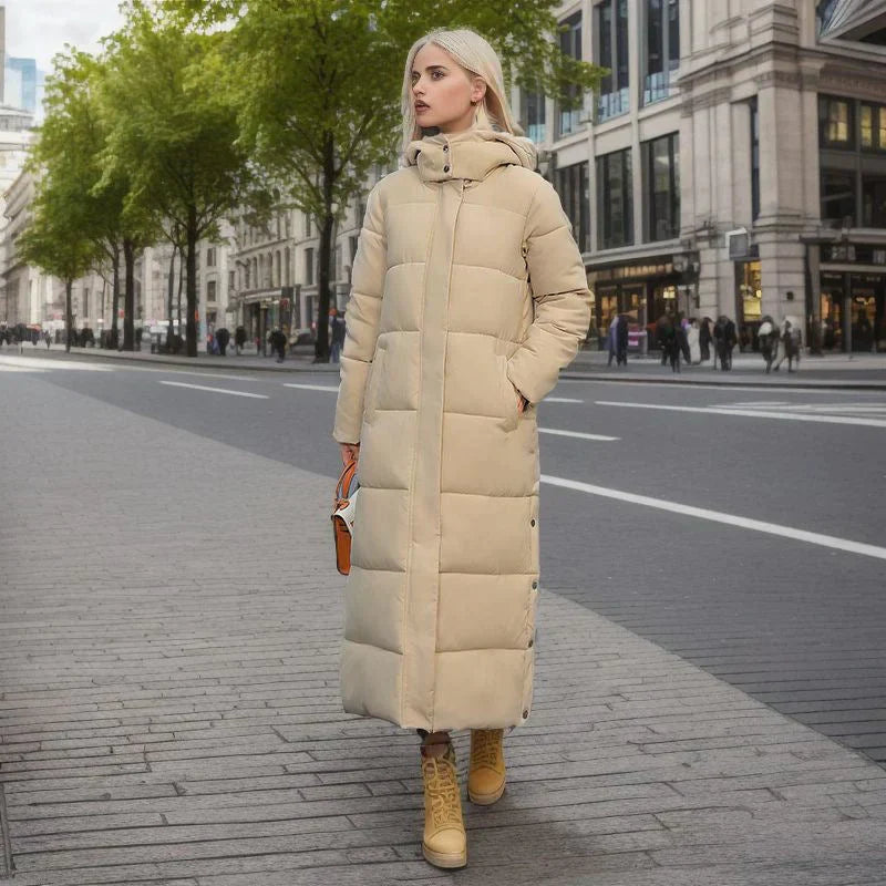 Lång Vinterjacka Dam Elegant Polyester för Kalla Dagar