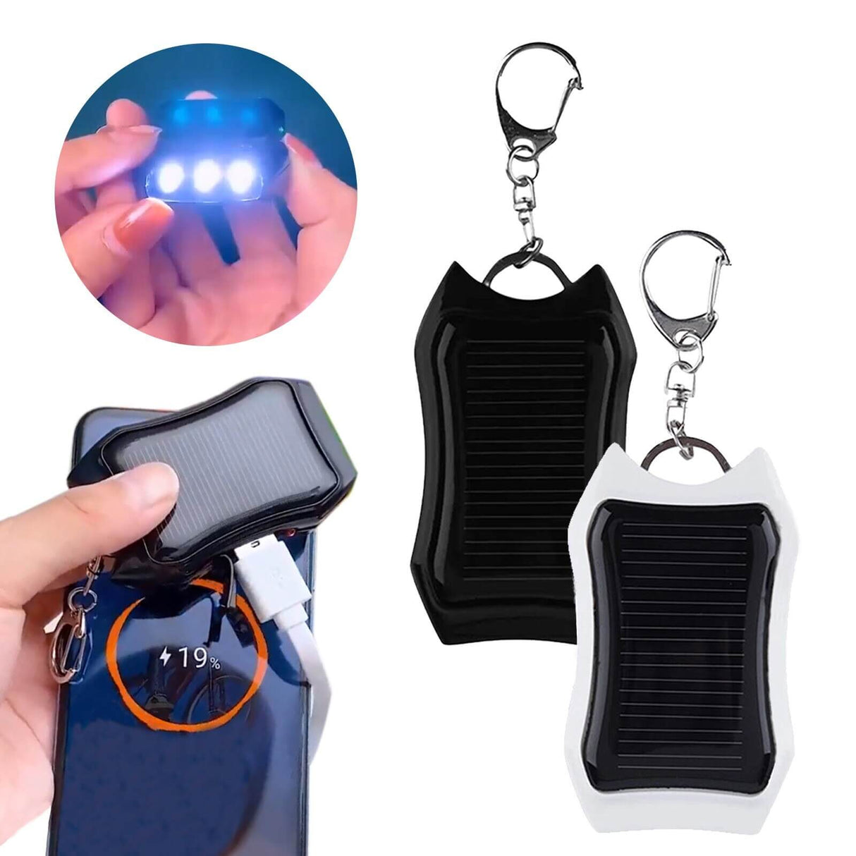 Solcellsficklampa Power Bank Nyckelring